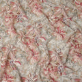 Beige Pink Floral Abstract Print Viscose Crepe Fabric 110 Cms Width India-D27729