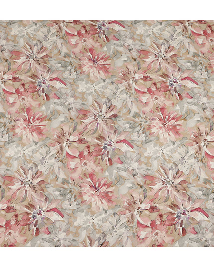 Beige Pink Floral Abstract Print Viscose Crepe Fabric 110 Cms Width India-D27729