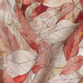 Beige Rust Leaf Printed Viscose Crepe Fabric 110 Cms Width India-D27738