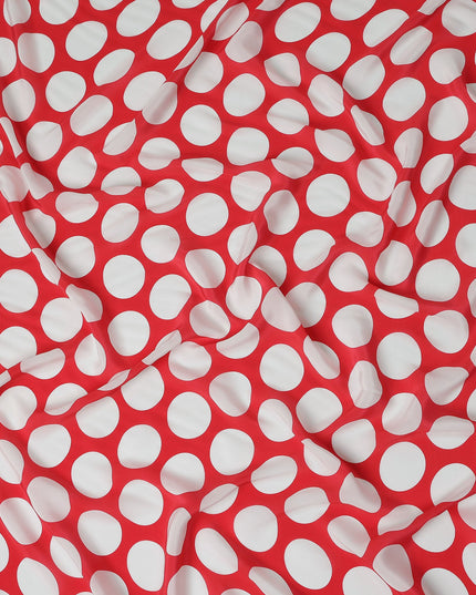 Red Polka Dot Viscose Crepe Fabric