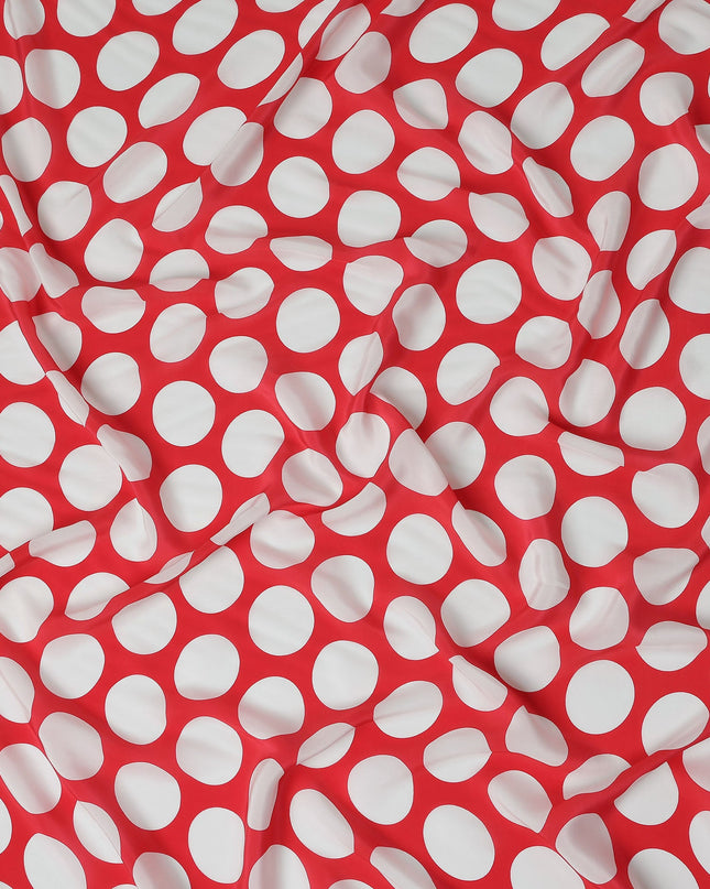 Red Polka Dot Viscose Crepe Fabric