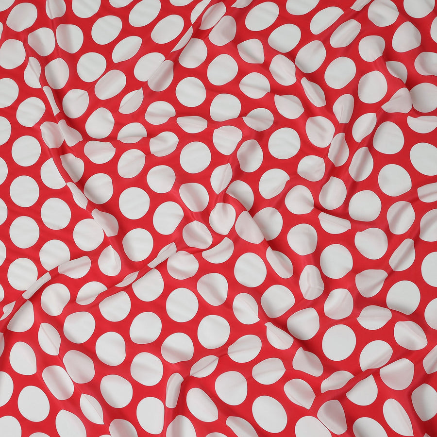 Red Polka Dot Viscose Crepe Fabric