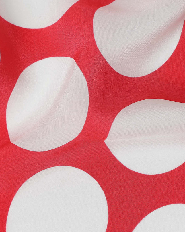 Red Polka Dot Viscose Crepe Fabric