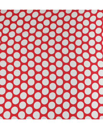 Red Polka Dot Viscose Crepe Fabric