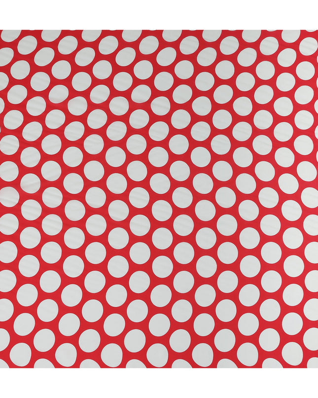 Red Polka Dot Viscose Crepe Fabric