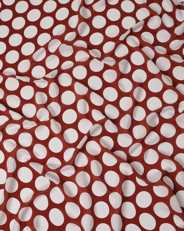 Brick Red Polka Dot Viscose Fabric