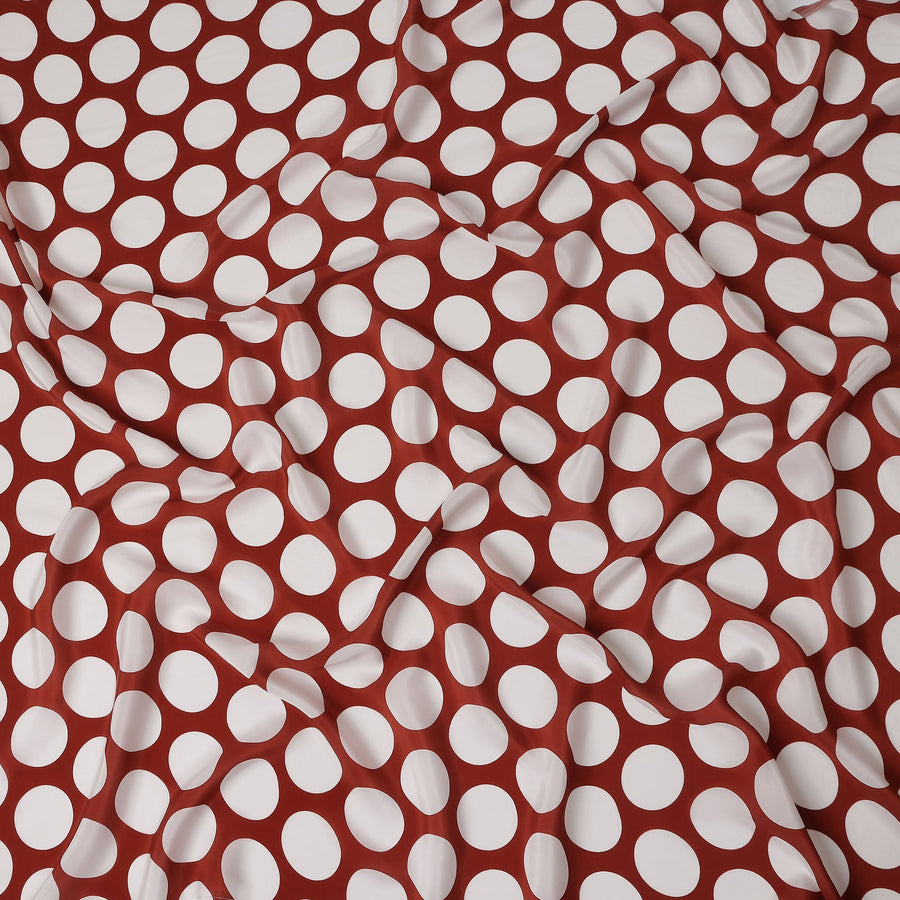 Brick Red Polka Dot Viscose Fabric