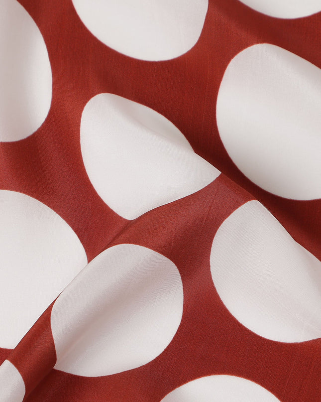 Brick Red Polka Dot Viscose Fabric