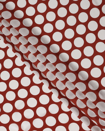 Brick Red Polka Dot Viscose Fabric