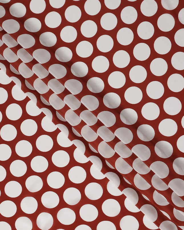 Brick Red Polka Dot Viscose Fabric