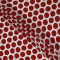 White Maroon Polka Dot Viscose Fabric