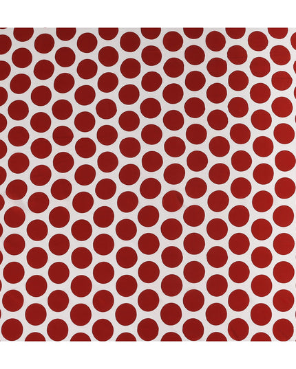 White Maroon Polka Dot Viscose Fabric