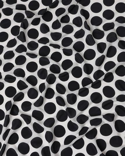 White Black Polka Dot Viscose Fabric