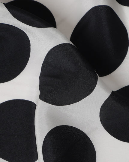 White Black Polka Dot Viscose Fabric