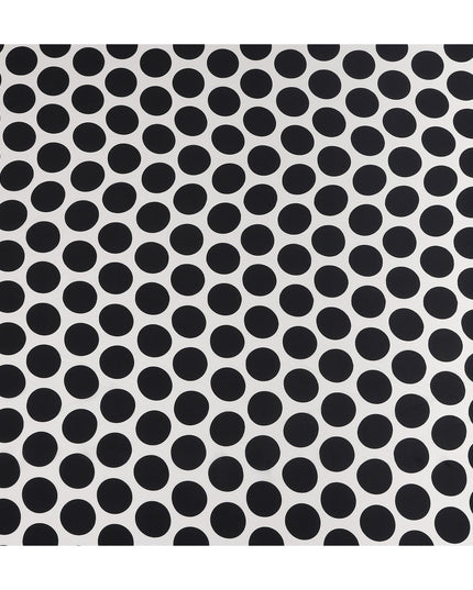 White Black Polka Dot Viscose Fabric