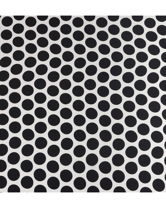 White Black Polka Dot Viscose Fabric