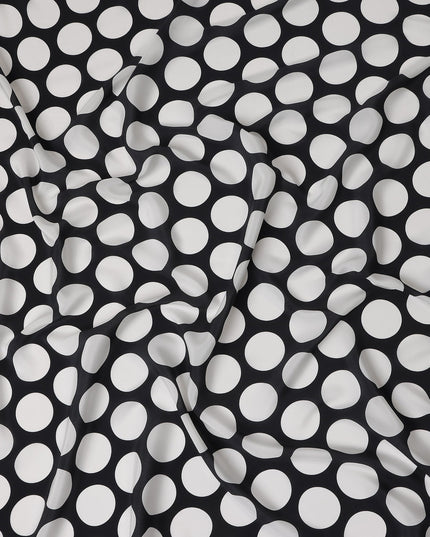 Black Polka Dot Viscose Crepe Fabric