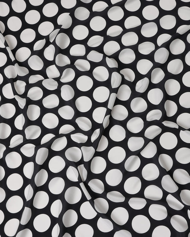 Black Polka Dot Viscose Crepe Fabric