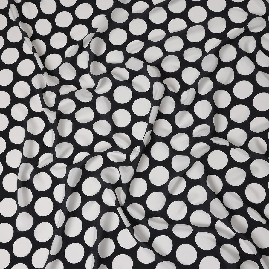 Black Polka Dot Viscose Crepe Fabric