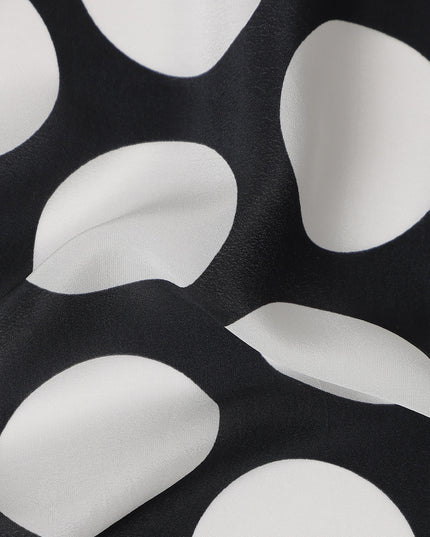 Black Polka Dot Viscose Crepe Fabric