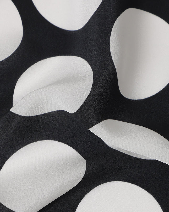Black Polka Dot Viscose Crepe Fabric