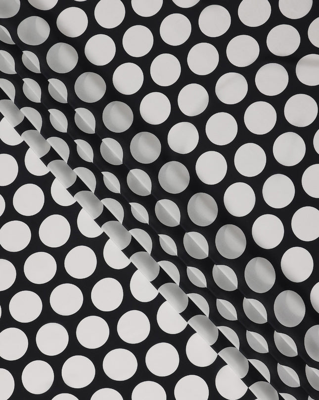 Black Polka Dot Viscose Crepe Fabric
