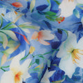 Cobalt Blue Floral Viscose Crepe Fabric