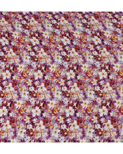 Purple Floral Viscose Crepe Fabric | Meter