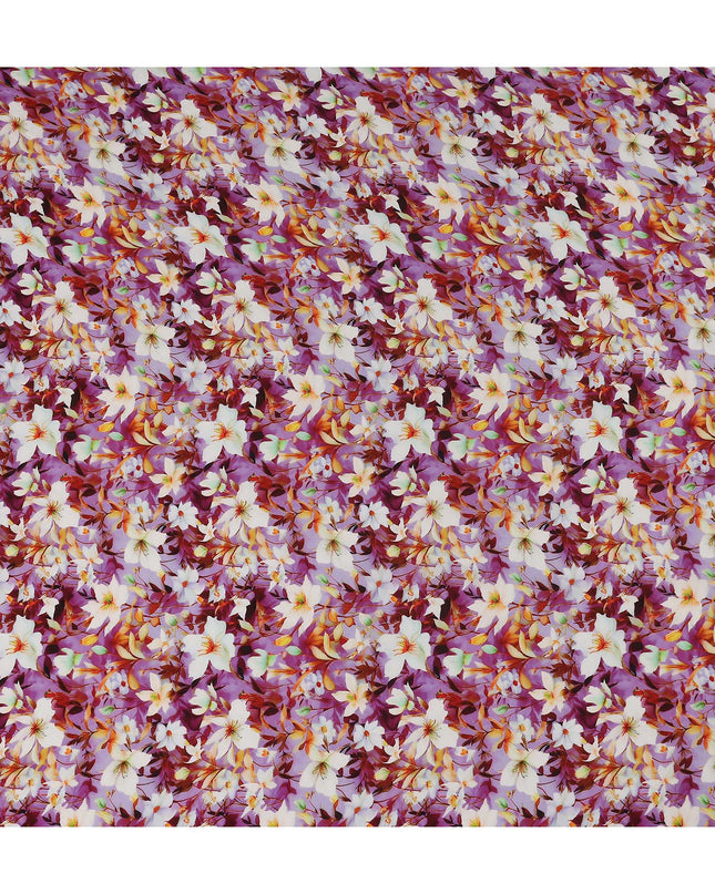 Purple Floral Viscose Crepe Fabric | Meter