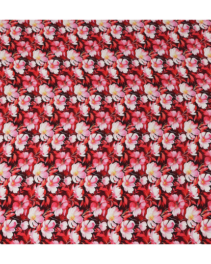 Red Floral Printed Viscose Crepe 110cm