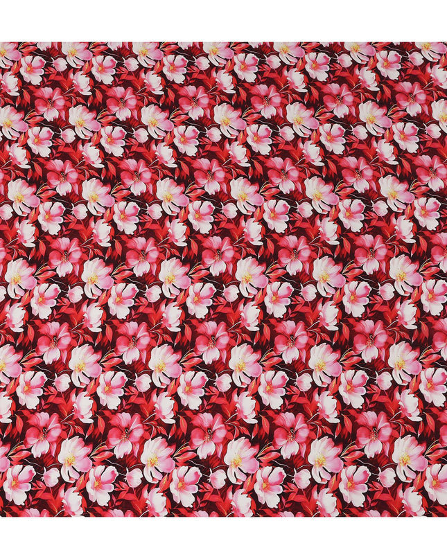 Red Floral Printed Viscose Crepe 110cm