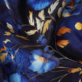 Navy Blue Floral Viscose Crepe Fabric