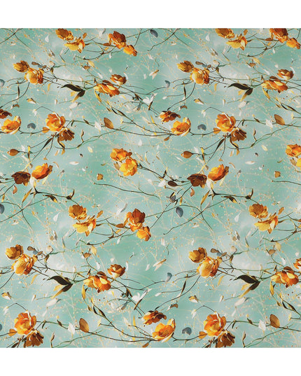 Green Floral Printed Viscose Crepe 110cm