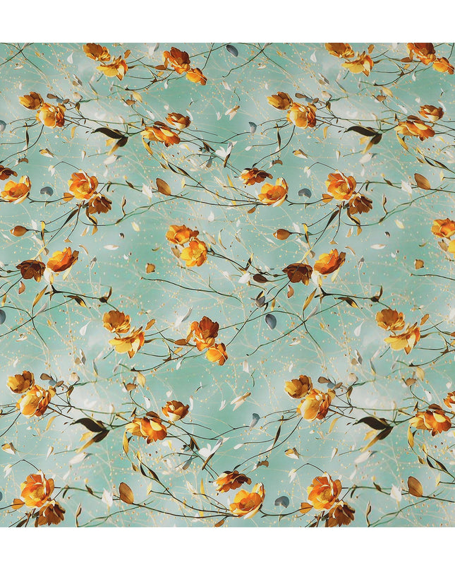 Green Floral Printed Viscose Crepe 110cm