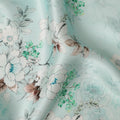 Mint Blue Floral Printed Premium Pure Silk Satin Fabric Soft Smooth Lustrous Designer Finish 140 Cms Width, 3.5 Mtrs Piece and Made in Italy-D27201