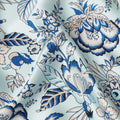 Light Blue Floral Printed Premium Pure Silk Satin Fabric Soft Smooth Lustrous Designer Finish 140 Cms Width, 3.5 Mtrs Piece and Made in Italy-D27194