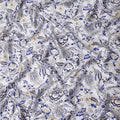 White Blue Floral Printed Premium Pure Silk Satin Fabric Soft Smooth Lustrous Designer Finish 140 Cms Width, 3.5 Mtrs Piece and Made in Italy-D27195