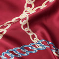Wine Red Multicolor Chain Print Premium Pure Silk Satin Fabric Smooth Lustrous Designer Finish 140 Cms Width, 3.5 Mtrs Piece and Made in Italy-D27189