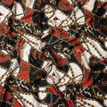 Black Multicolor Chain Print Premium Pure Silk Satin Fabric Smooth Lustrous Designer Finish 140 Cms Width, 3.5 Mtrs Piece and Made in Italy-D27191