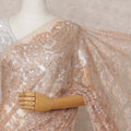 Copper Peach Premium French Metallic Chantilly Lace Saree Fabric – 5.5 Meters Length, 110 Cms Width, Imported from France-D25712