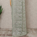 Pistachio Green Premium French Metallic Chantilly Lace Saree Fabric – 5.5 Meters Length, 110 Cms Width, Imported from France-D25717
