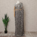 Grey Premium French Metallic Chantilly Lace Saree Fabric – 5.5 Meters Length, 110 Cms Width, Imported from France-D25714