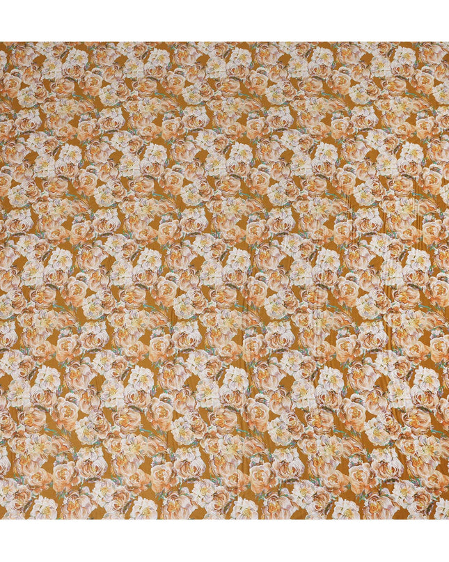 Mustard Yellow Floral Printed Cotton Lawn Fabric 4.0 Meters Length 110 Cms Width Soft Lightweight Breathable Dressmaking Craft Sewing India-D27615