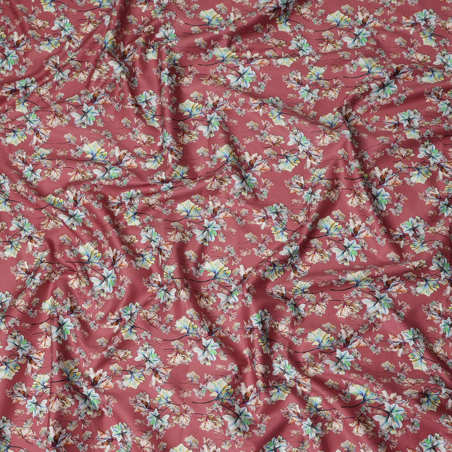 Rose Pink Floral Printed Cotton Lawn Fabric Soft Lightweight Breathable Dressmaking Sewing Material 4.0 Meters Length 110 Cms Width India-D27627