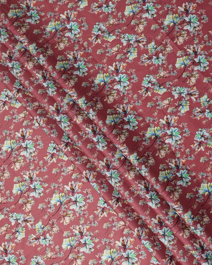 Rose Pink Floral Printed Cotton Lawn Fabric Soft Lightweight Breathable Dressmaking Sewing Material 4.0 Meters Length 110 Cms Width India-D27627