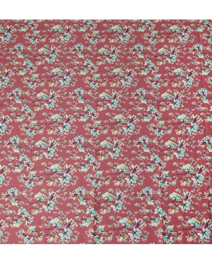 Rose Pink Floral Printed Cotton Lawn Fabric Soft Lightweight Breathable Dressmaking Sewing Material 4.0 Meters Length 110 Cms Width India-D27627
