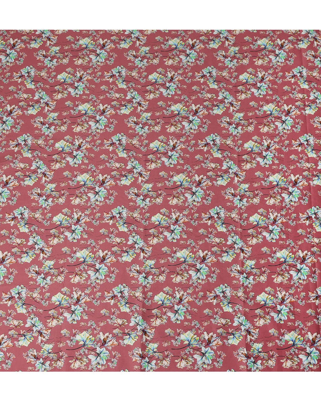 Rose Pink Floral Printed Cotton Lawn Fabric Soft Lightweight Breathable Dressmaking Sewing Material 4.0 Meters Length 110 Cms Width India-D27627