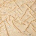 Beige Premium Pure silk Satin Fabric with Jacquard metallic, 110 Cms, South Korea-D26897