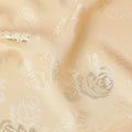 Beige Premium Pure silk Satin Fabric with Jacquard metallic, 110 Cms, South Korea-D26897