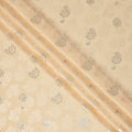 Beige Premium Pure silk Satin Fabric with Jacquard metallic, 110 Cms, South Korea-D26897